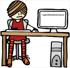 Kvinna installerar program