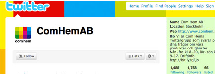 Comhem har ett passande Twitternamn